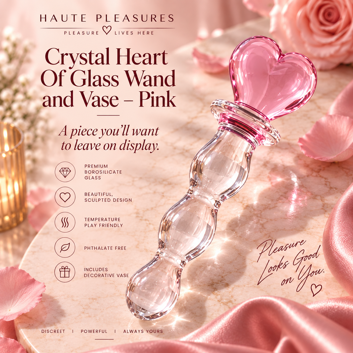 Crystal Heart Of Glass Wand & Vase