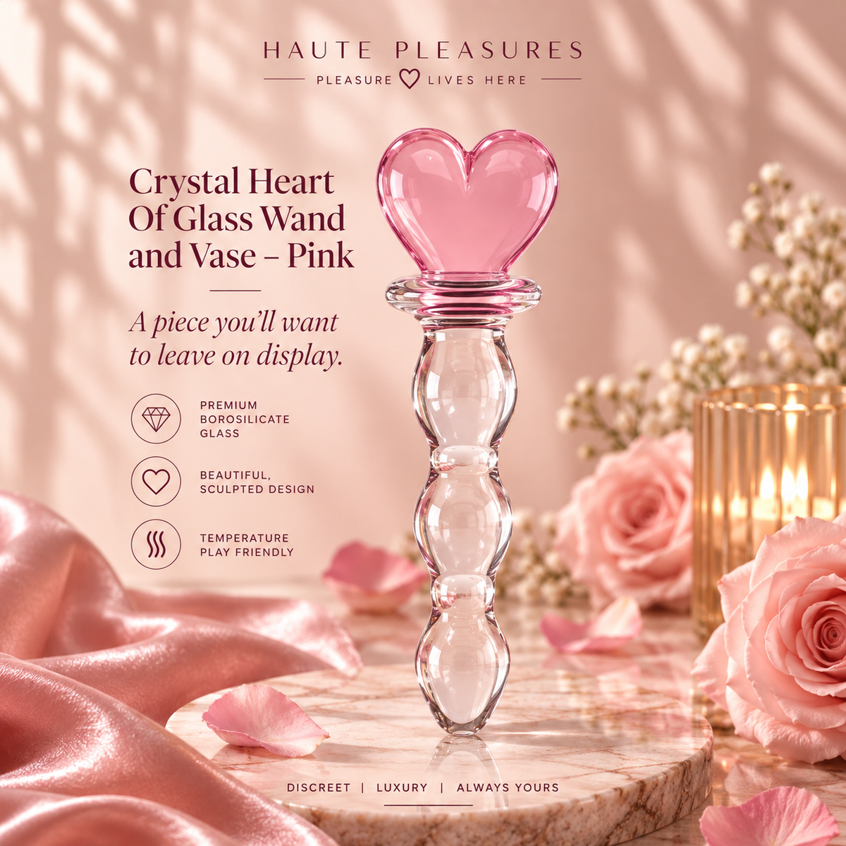 Crystal Heart Of Glass Wand & Vase